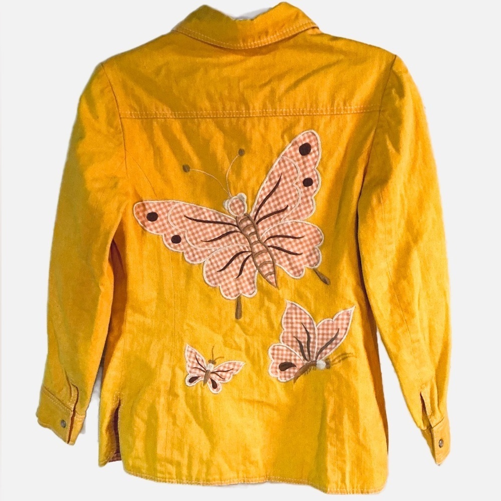 Vintage 1970’s Dotti Didit Festival Butterfly Embroidered Yellow Denim Jacket - Picture 3 of 13